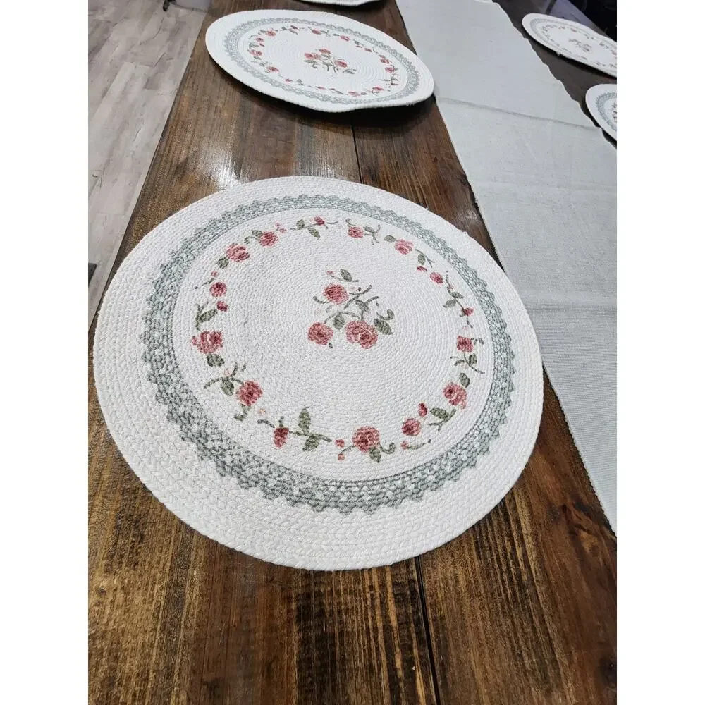 Kay Dee Designs 6 Kitchen Round Braided Cotton Placemats 14.5